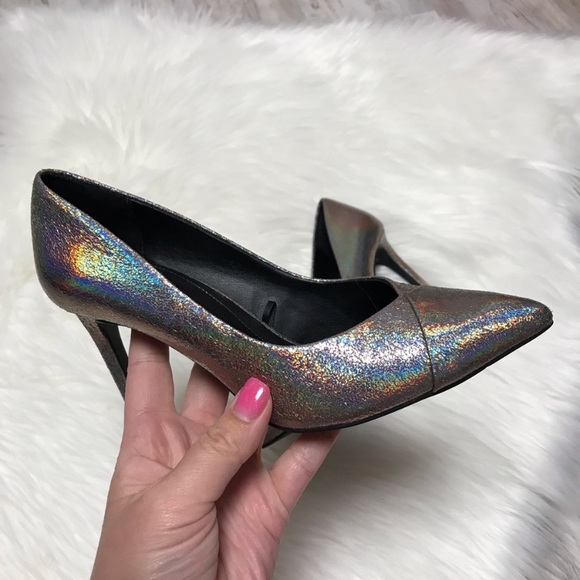Zara Rainbow Metallic Pointy Toe Pumps 36 - Picture 2 of 8